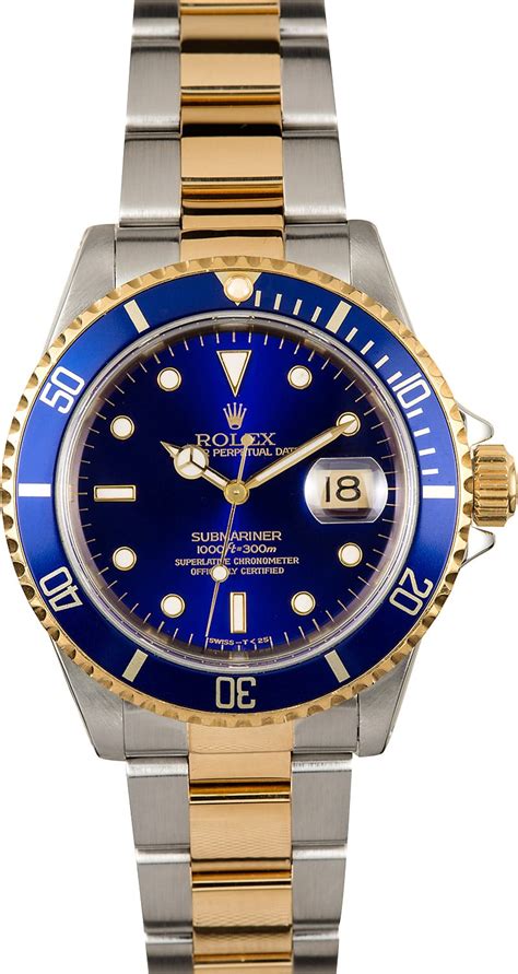 gold blue rolex watch|Rolex submariner blue gold silver.